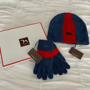NWT COACH hat/glove set w/box